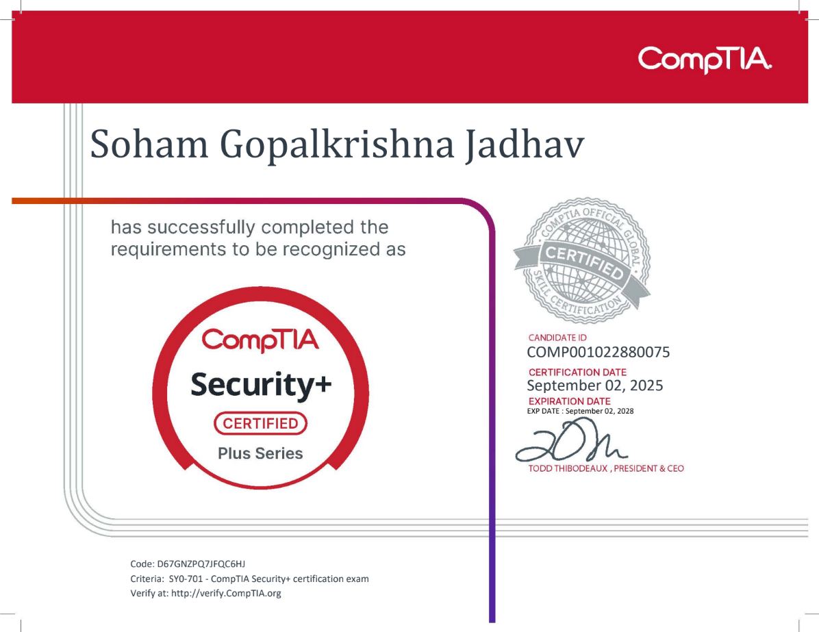 CompTIA Security+ Certificate